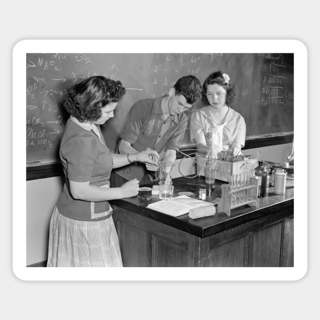 Chemistry Class, 1943. Vintage Photo Sticker by historyphoto